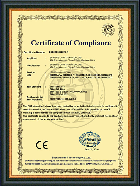 Certificat CE-EMC.LED PTL