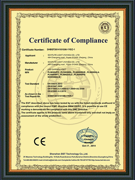 Certificat CE-EMC LED-PT